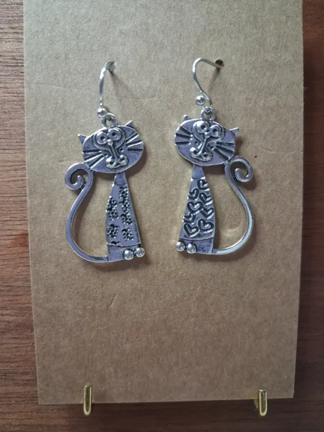 Pendientes Originales Gatos Plateados