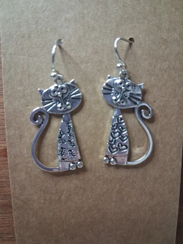 Pendientes Originales Gatos Plateados