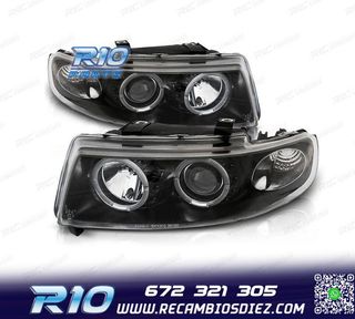 FAROS SEAT LEON TOLEDO 1M OJOS ANGEL 99-05 FONDO NEGRO LED