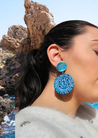Pendientes cerámica,pendientes azulejo, joya arabe