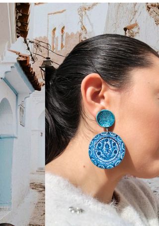 Pendientes cerámica,pendientes azulejo, joya arabe
