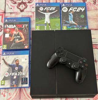 PS4 Negra + Mando + 4 juegos