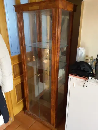Vitrina de madera y cristal con luz