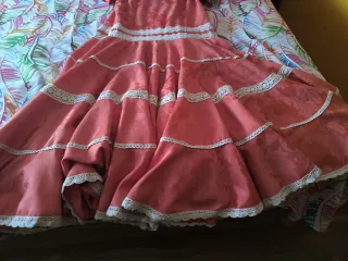 Vestido Flamenco Canastero  coral Encaje bolillos