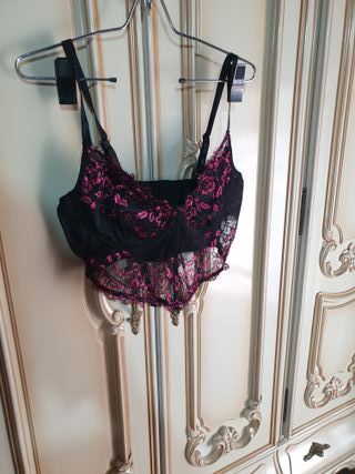 Bralette encaje rosa y negro