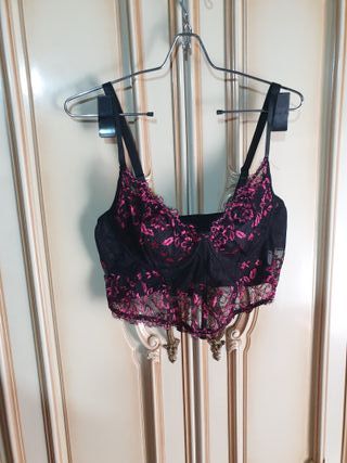 Bralette encaje rosa y negro