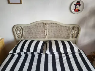 Cabecero madera y ratán beige/dorado