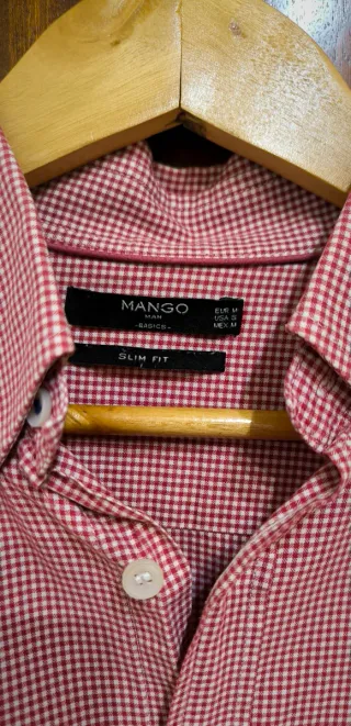 Camisa Mango M cuadros rojos y blancos