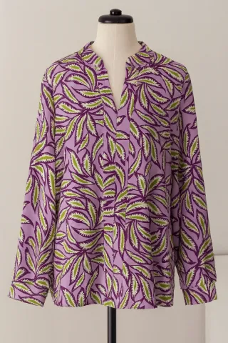 Blusa viola Y2K con stampa foglia