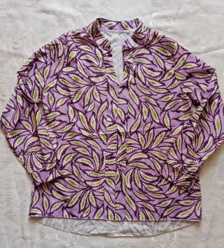Blusa viola Y2K con stampa foglia