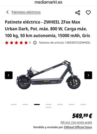 Patinete Zwheel ZFox Max Urban Dark