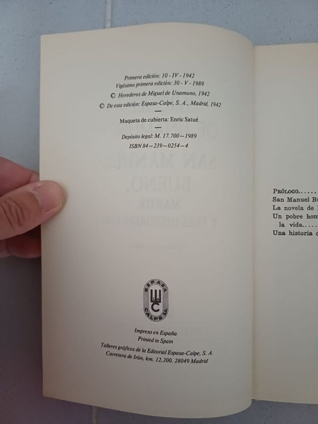 Libro San Manuel bueno, martir, y tres historias m