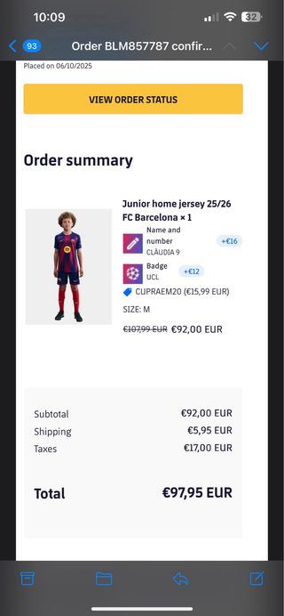 Equipación Oficial Barça Nike Talla 5-6 años