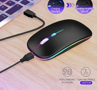 Raton Mouse Gaming Inalambrico Recargable USB LED