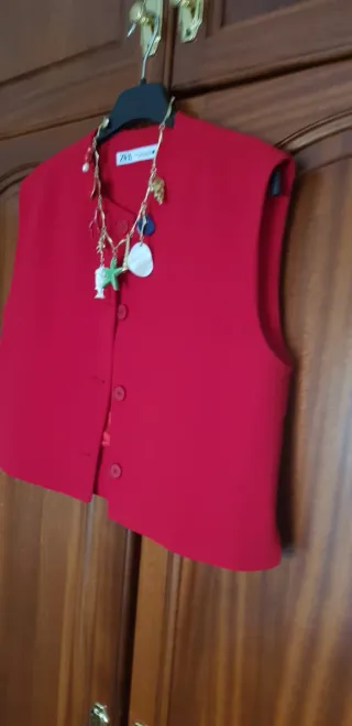 Chaleco Zara Rojo Talla Única