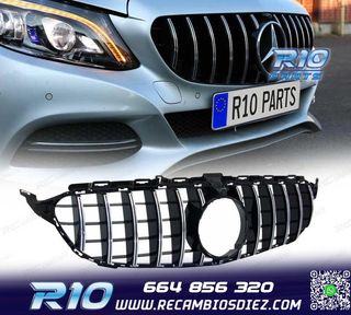 PARRILLA MERCEDES W205 14-18 LOOK AMG GT CROMO NEGRO