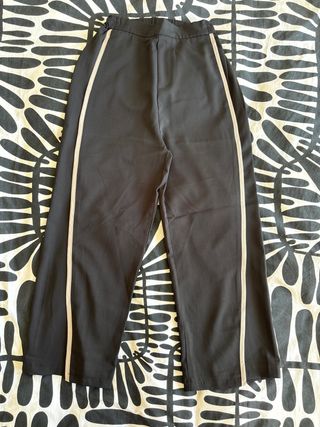 Pantalones negros mujer con raya lateral
