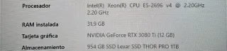 PC Gaming Xeon E5 2696 v4 + RTX 3080 Ti