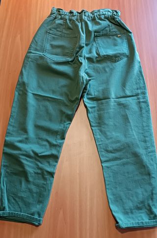 Pantalón Zara Baggy Verde Talla 38