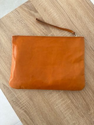 Bolso de mano artesanal piel naranja
