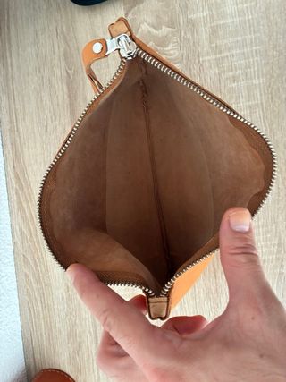 Bolso de mano artesanal piel naranja