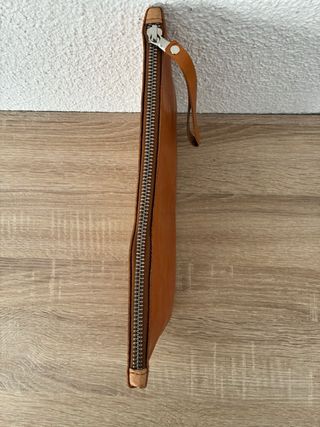 Bolso de mano artesanal piel naranja
