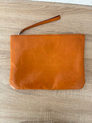 Bolso de mano artesanal piel naranja