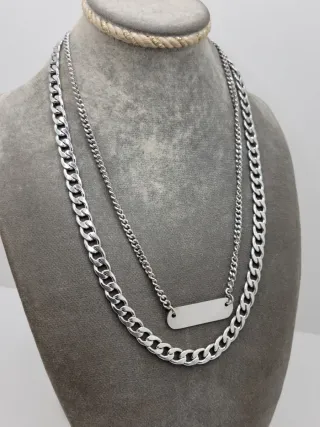 Collar doble cadena plateado