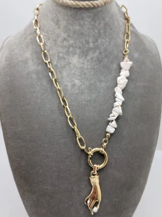 Collar Dorado Mano Perla