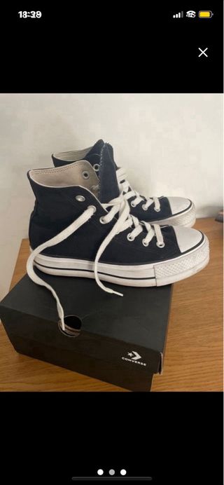 Converse plataforma negras talla 38