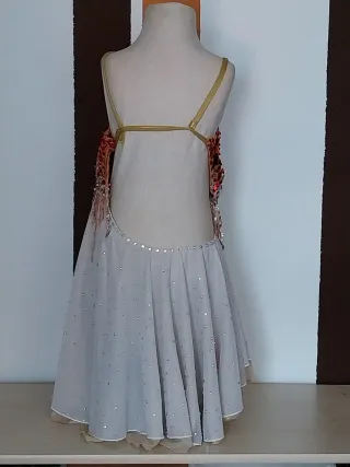 Maillot Baile/Patinaje Lentejuelas Rojo/Plata