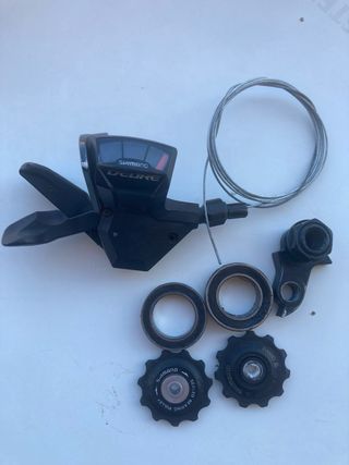 Lote piezas bicicleta: discos, maneta, cambio