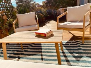 Muebles Terraza Madera + Cojines Impermeables