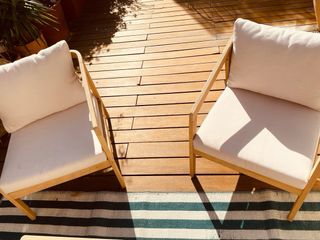 Muebles Terraza Madera + Cojines Impermeables