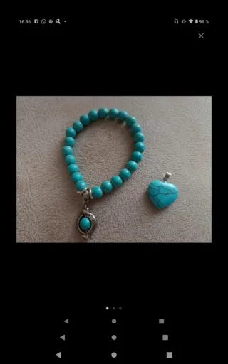 Conjunto pulsera y colgante piedra turquesa