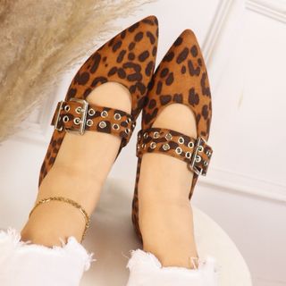 Zapatos planos leopardo con hebilla