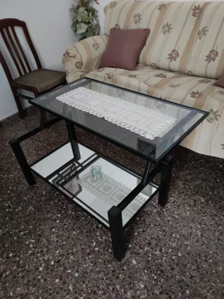 Mesa de centro elevable cristal y metal