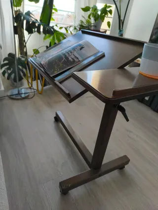 Mesa auxiliar vintage madera reclinable