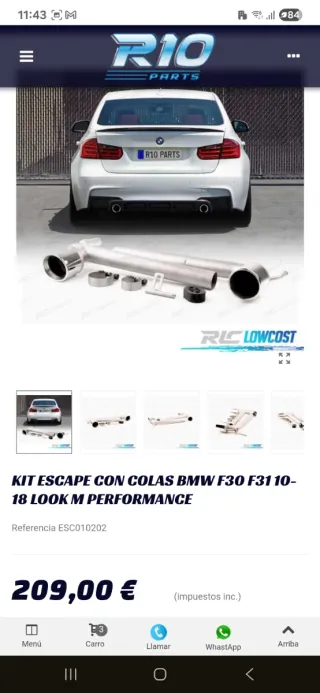 Kit Escape Doble BMW F30-F31 Look M Performance.