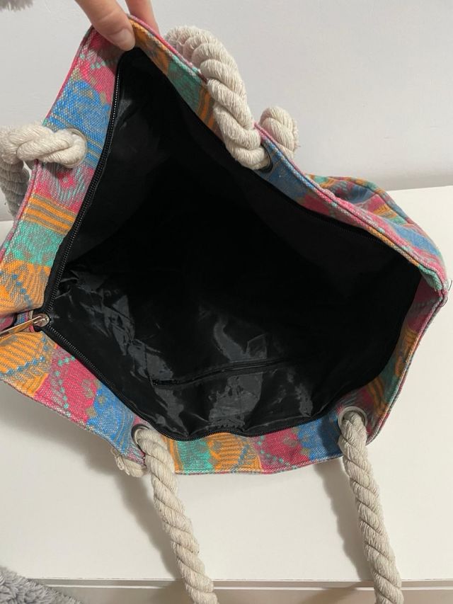 Bolso de tela con estampado étnico