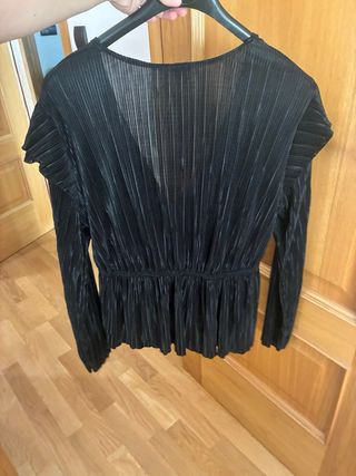 Blusa Zara Negra Volantes