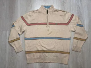 Jersey Lacoste half zip beige rayas