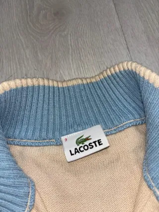 Jersey Lacoste half zip beige rayas