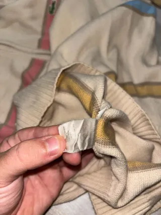 Jersey Lacoste half zip beige rayas