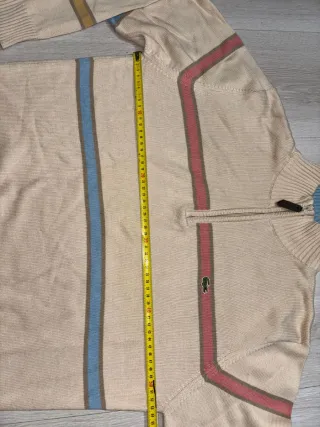 Jersey Lacoste half zip beige rayas