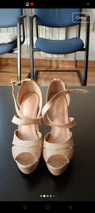 Zapatos de fiesta dorados tacón plataforma