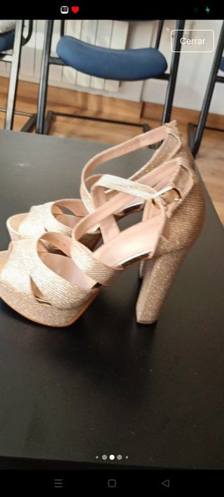 Zapatos de fiesta dorados tacón plataforma
