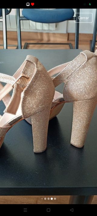 Zapatos de fiesta dorados tacón plataforma