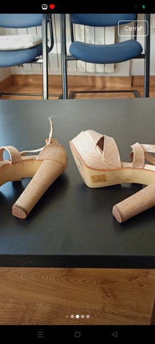 Zapatos de fiesta dorados tacón plataforma