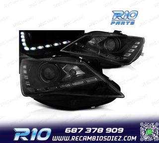 FAROS PARA SEAT IBIZA 6J 12-15 LUZ DIURNA LED FONDO NEGRO